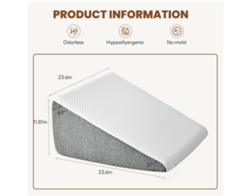 Wedge Pillow, Body Pillow , White& Grey (Option: 12Inch)
