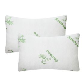 2Pcs Or 1Pcs Bamboo Memory Foam Pillow Hypoallergenic Bed Pillow For Head Neck Rest Sleeping Shredded Pillow Washable Cover Queen Size Pillow (Option: Queen-2Pcs)