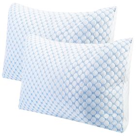 2Pcs Or 1Pc Cooling Memory Foam Pillow Ventilated Soft Bed Pillow With Cooling Gel Infused Memory Foam Machine Washable (Option: Queen-2Pcs)